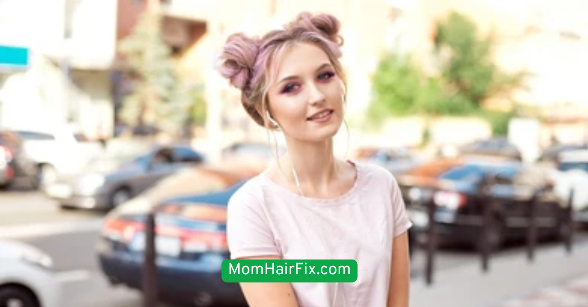  Double Buns with Parted Bangs